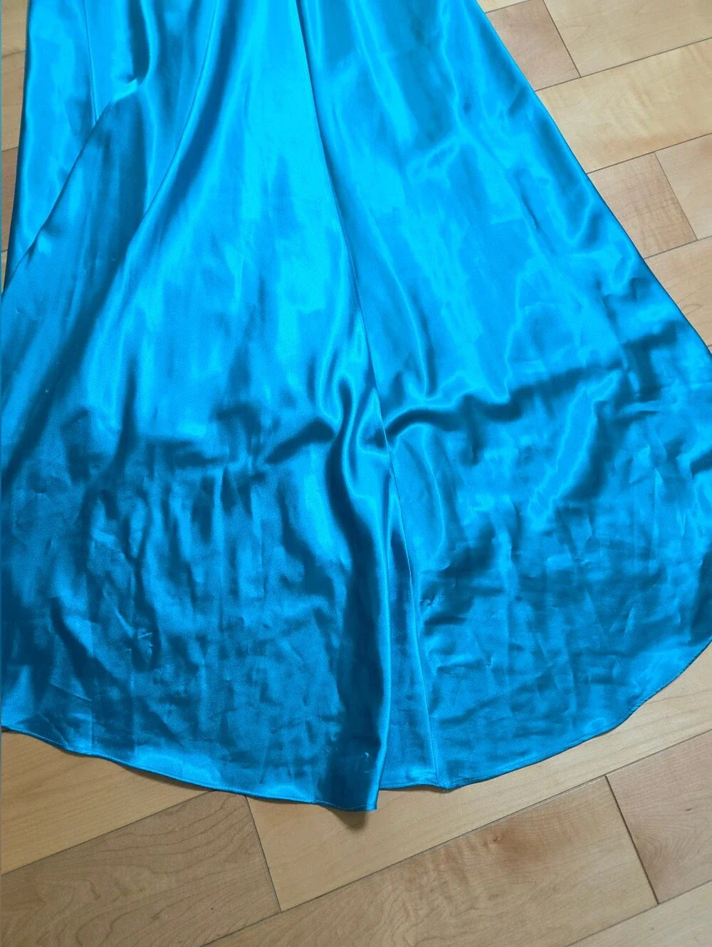Jovani Teal Satin One Shoulder Prom Dress Rhinestone Formal Gown S - Picture 7 of 11